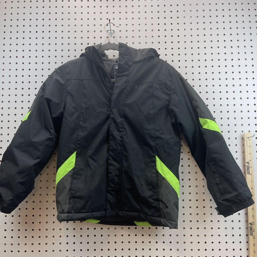 Mountain Warehouse Snow Fleece Lined Hooded Kids Jacket Blk/Neon Grn Size 11-12